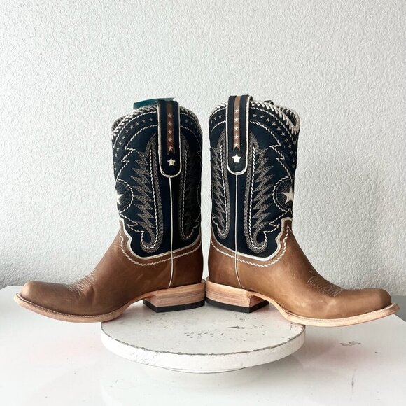 Lane RODEO HOUSTON Mens Cowboy Boots Size 12B Brown Leather Western Blunt Toe - Picture 8 of 14